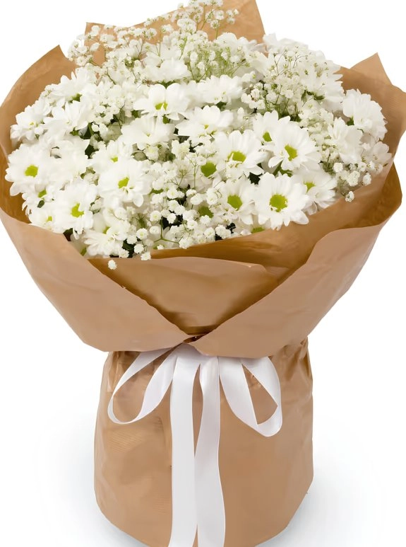 Kraft Kağıtta Papatya Buketi