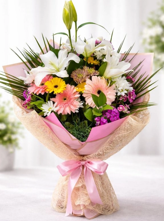 Pastel Zarafet Lilyum Buketi